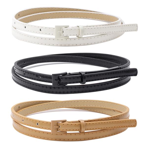 SMOOTH THIN BUCKLE BELT 3PC SET