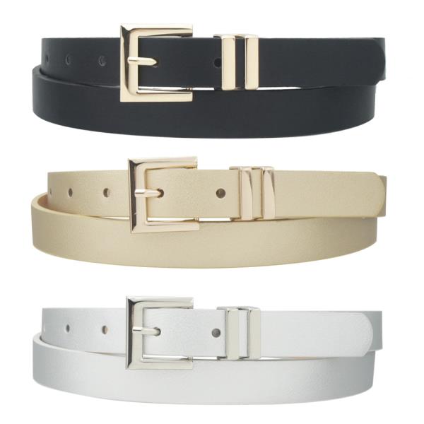 SQUARED OUT DOUBLE METAL LOOPED TRIO BELT