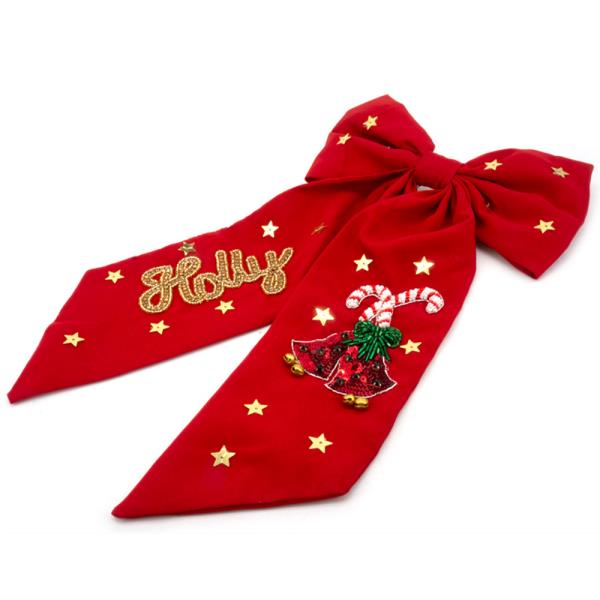 CHRISTMAS HOLLY RIBBON BOW