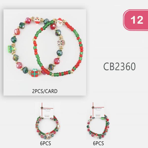 CHRISTMAS BEADED BRACELET (12 UNITS)