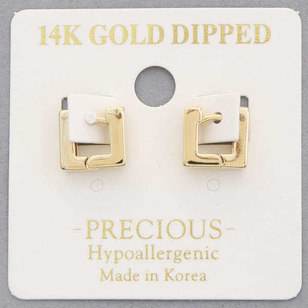 14K GOLD DIPPED SQUARE METAL EARRING