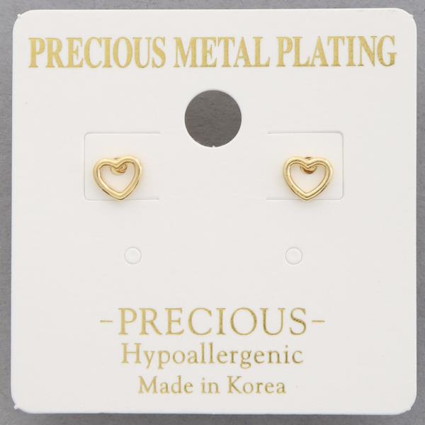 PRECIOUS METAL PLATING HEART METAL EARRING