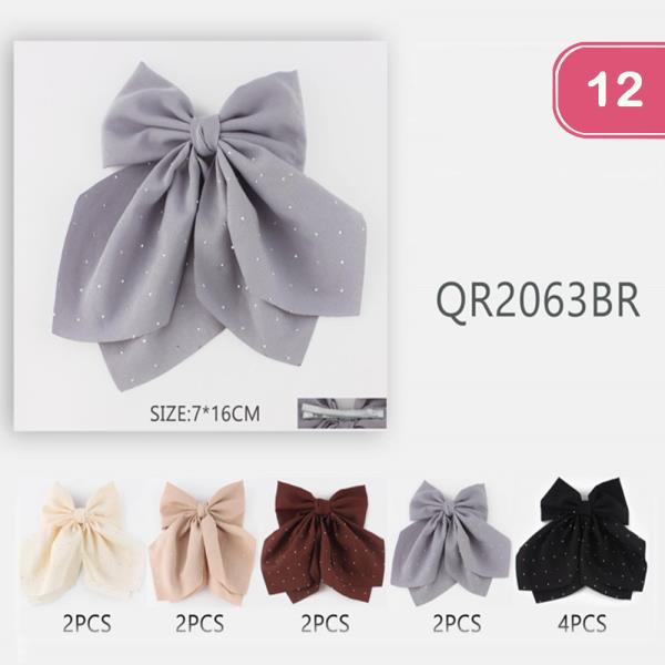 RHINESTONE BOW HAIR PIN (12 UNITS)