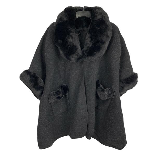 FAUX FUR NECK JACKET WITH POCKET