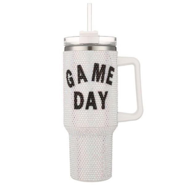 GAME DAY RHINESTONE BLING 40 OZ TUMBLER WITH HANDLE