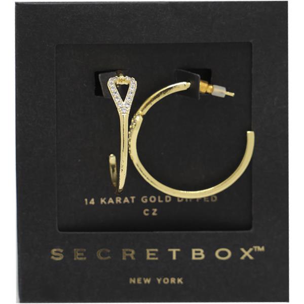 SECRET BOX 14K GOLD DIPPED CZ HOOP EARRING