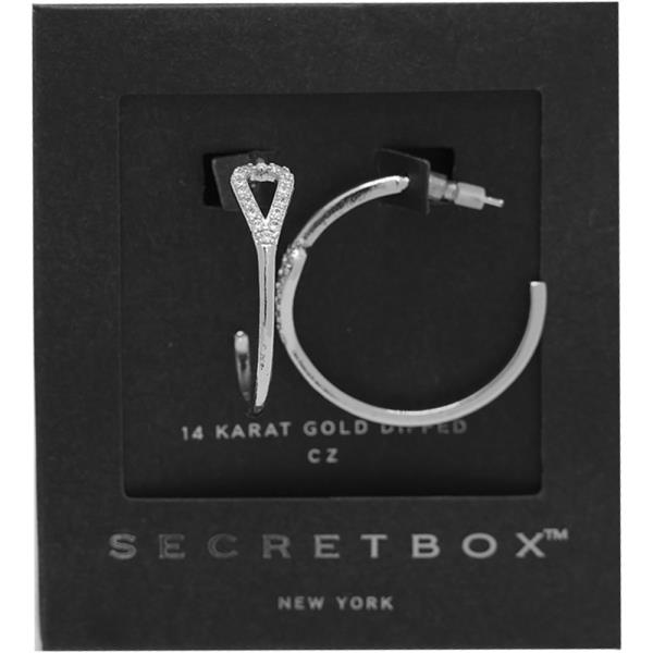 SECRET BOX 14K GOLD DIPPED CZ HOOP EARRING