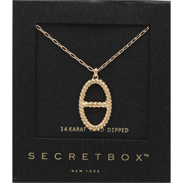 SECRET BOX 14K GOLD DIPPED OVAL PENDANT NECKLACE