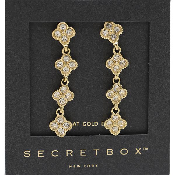 SECRET BOX 14K GOLD DIPPED CLOVER DROP EARRING