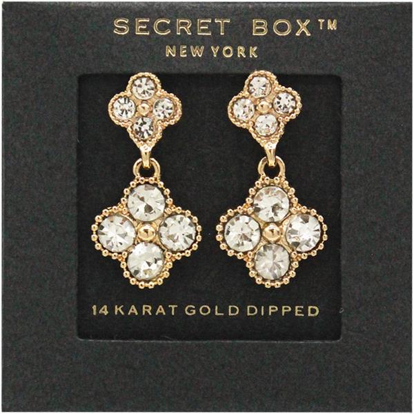 SECRET BOX 14K GOLD DIPPED CLOVE DANGLE EARRING