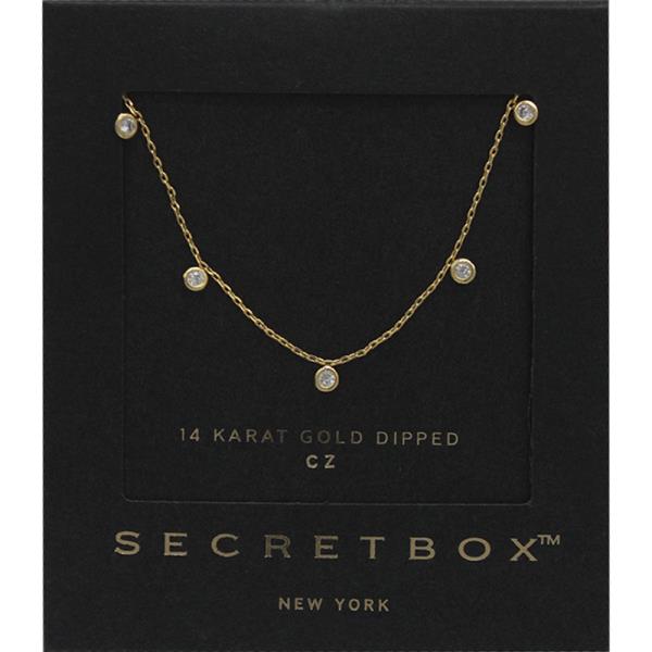 SECRET BOX 14K GOLD DIPPED CZ NECKLACE