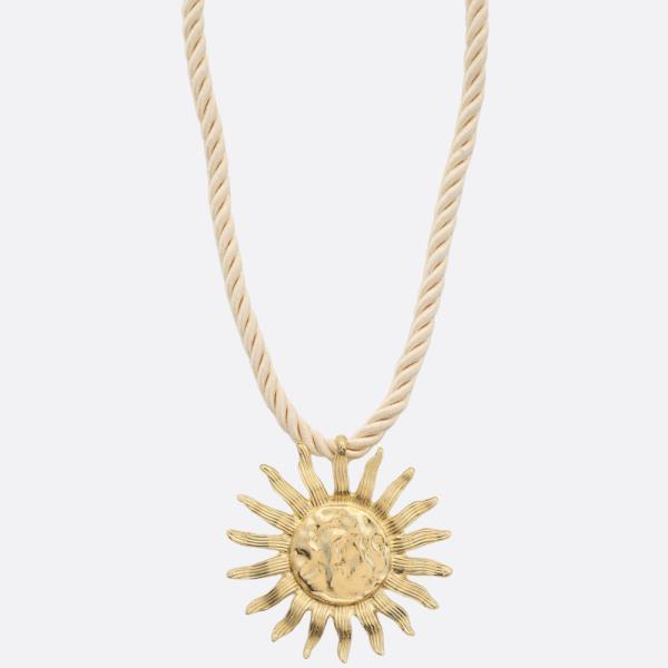 SODAJO SUN METAL PENDANT ROPE NECKLACE