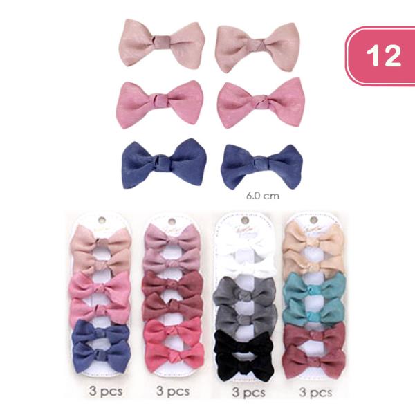 6 PCS WINTER TONE FABRIC HAIR BOW SET (12 UNITS)