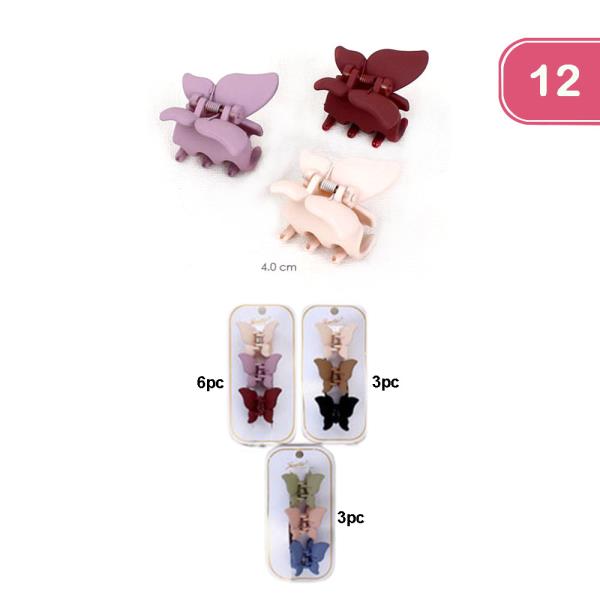 3 PCS MATTE EFFECT BUTTERFLY JAW HAIR CLIP (12 UNITS)