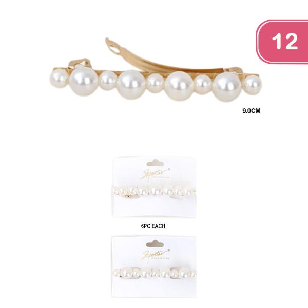 PEARL BARRETTE HAIR PIN (12 UNITS)