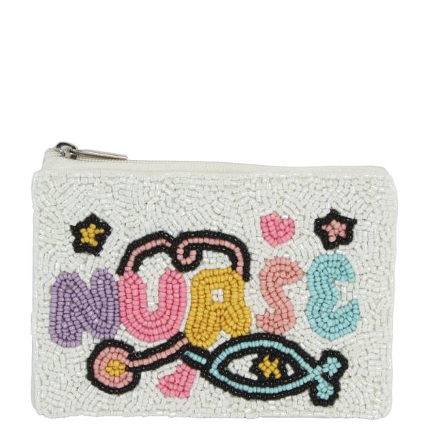 SEED BEAD NURSE MINI COIN PURSE BAG