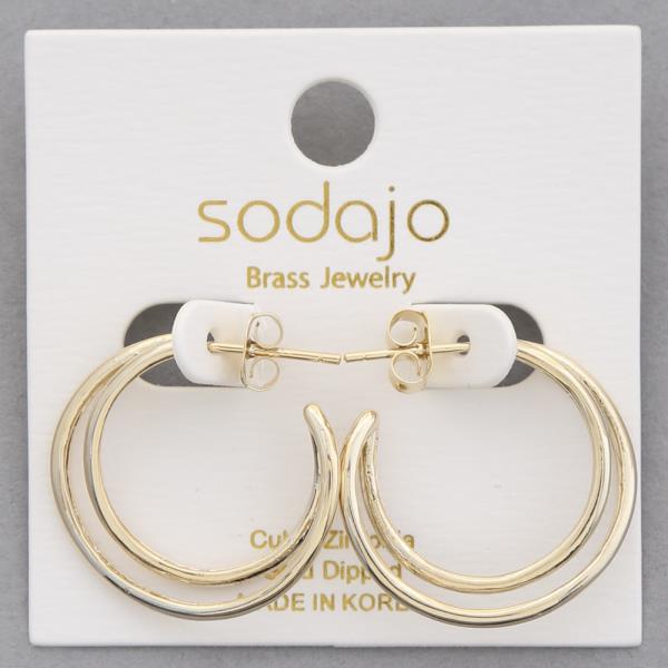 SODAJO GOLD DIPPED BRASS DOUBLE C HOOP EARRING