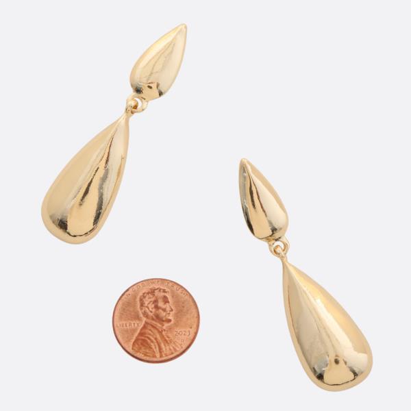 DOUBLE TEARDROP METAL DANGLE EARRING