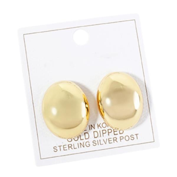 METAL PUFFY ROUND STUD EARRING