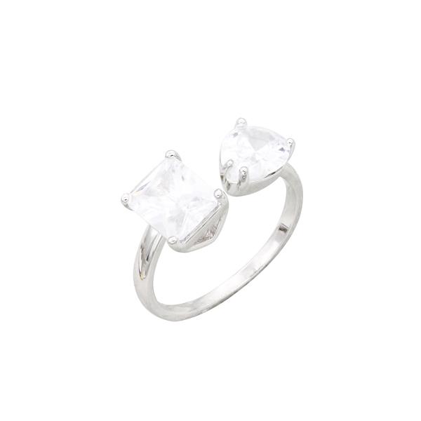 CRYSTAL STONE OPEN METAL RING