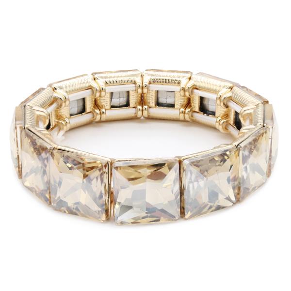 CRYSTAL STONE SQUARE CUT STRETCH BRACELET