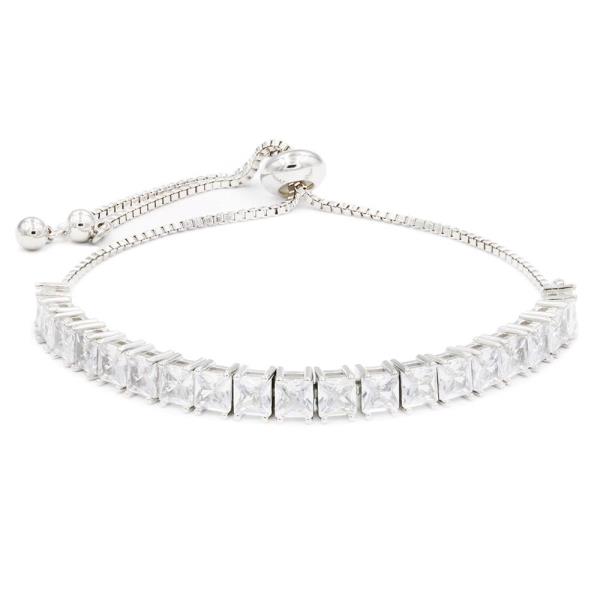 SQUARE LINK CRYSTAL STONE SLIDER BRACELET