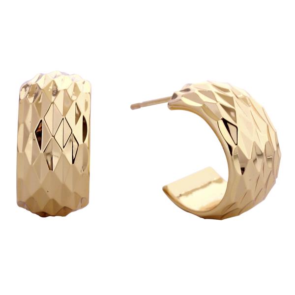 14K GOLD/WHITE GOLD DIPPED VERTICAL RIBBED STUD EARRING