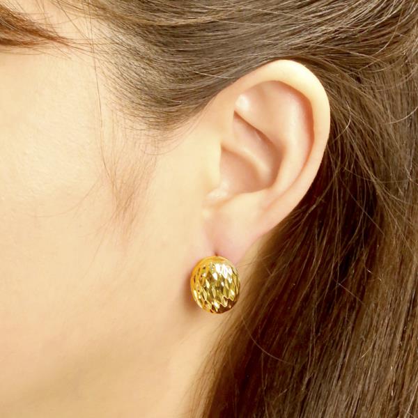 14K GOLD/WHITE GOLD DIPPED OVAL GEOMETRIC STUD EARRING