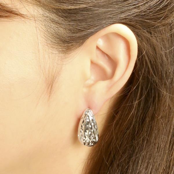 14K GOLD/WHITE GOLD DIPPED PEAR GEOMETRIC STUD EARRING