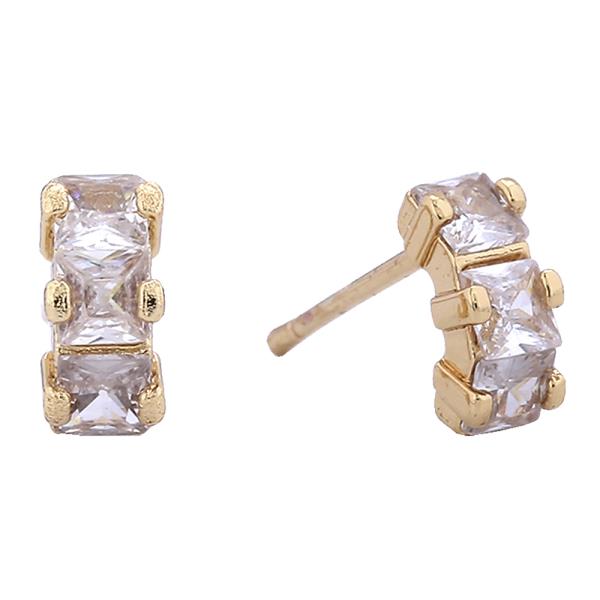 14K GOLD/WHITE GOLD DIPPED PRINCESS CUT CLIMBER STUD EARRING