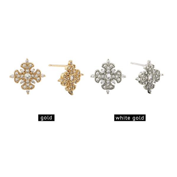 14K GOLD/WHITE GOLD DIPPED MICROPAVE STARS STUD EARRING