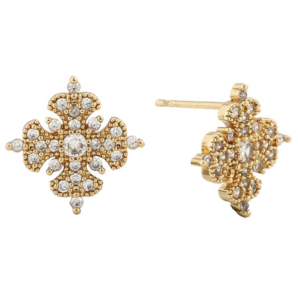 14K GOLD/WHITE GOLD DIPPED MICROPAVE STARS STUD EARRING