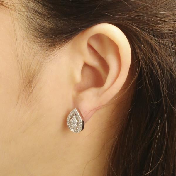 14K GOLD/WHITE GOLD DIPPED TEARDROP ENCRUSTED STUD EARRING