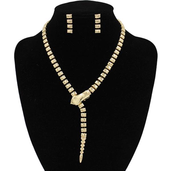 METAL SNAKE Y NECKLACE EARRING SET