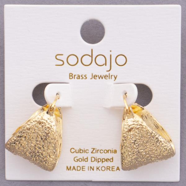 SODAJO TRIANGLE HAMMERED METAL GOLD DIPPED EARRING