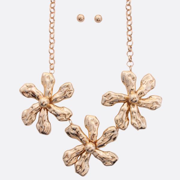 FLOWER METAL LINK NECKLACE