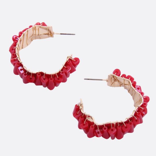 C BEAD HOOP EARRING