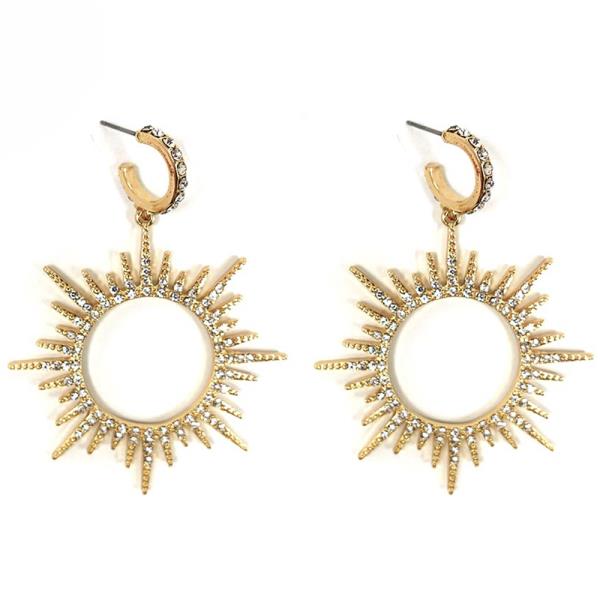 RHINESTONE SUNBURST DANGLE EARRING