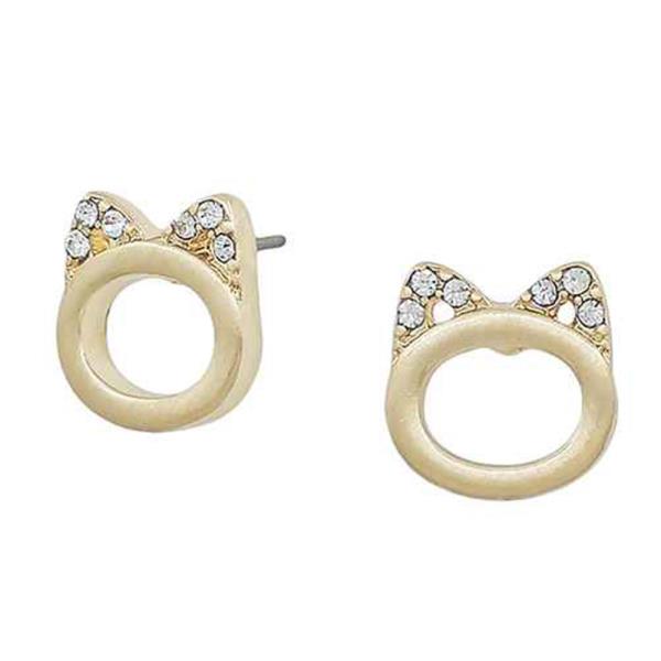 PAVE ACCENT CAT SHAPE POST EARRING