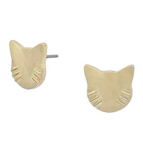 SMALL CAT FACE METAL STUD EARRING