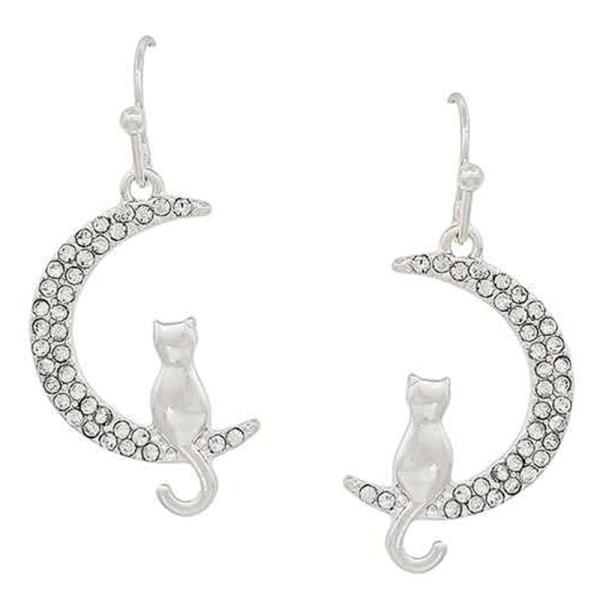 PAVE MOON CAT ACCENT EARRING