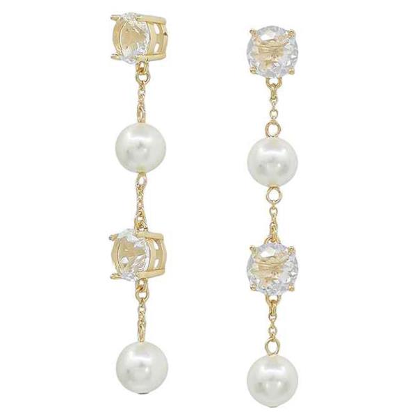 CRYSTAL PEARL DROP POST EARRING