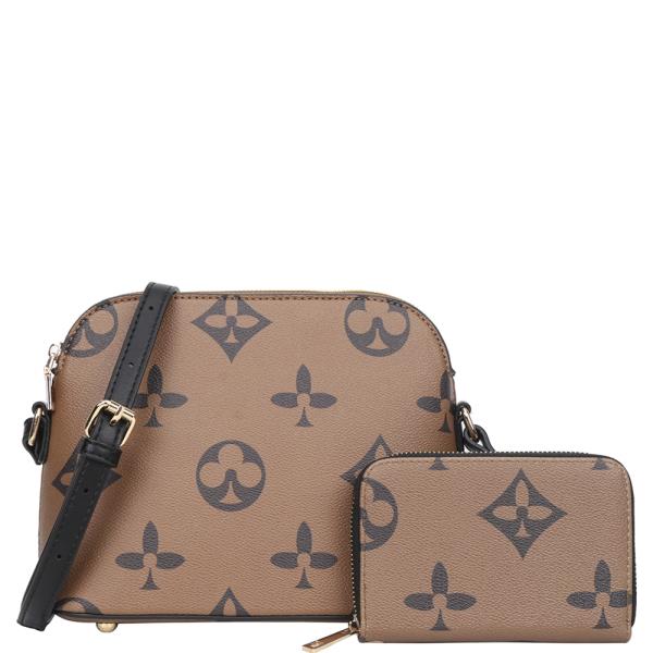 2IN1 PRINTED DESIGN CROSSBODY W WALLET SET