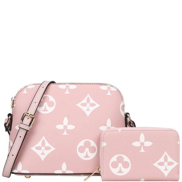 2IN1 PRINTED DESIGN CROSSBODY W WALLET SET