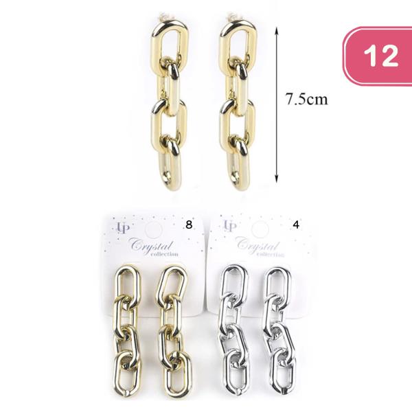 METAL LINK CHAIN DROP EARRING (12 UNITS)