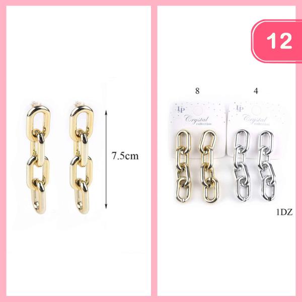 CHAIN LINK DANGLE EARRINGS (12 UNITS)