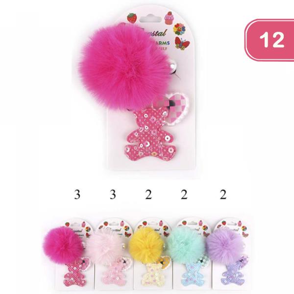 BEAR POM POM KEYCHAIN (12 UNITS)