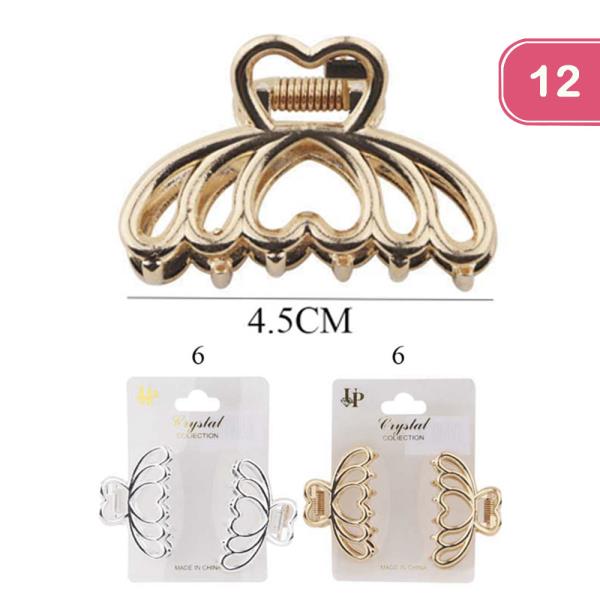 HEART METAL HAIR CLAW CLIP (12 UNITS)