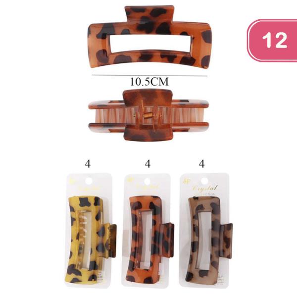 LEOPARD PRINT HAIR CLAW CLIP (12 UNITS)