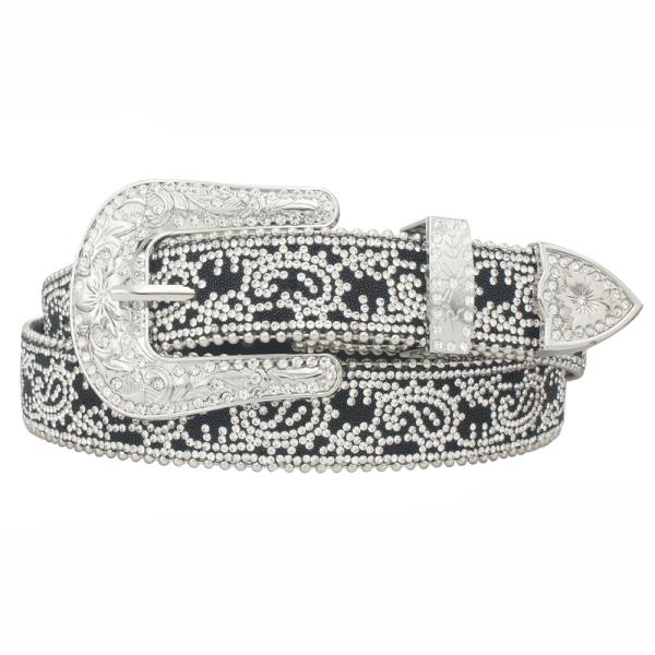 PAISLEY PATTERN BEAD RHINESTONE WESTERN BELT